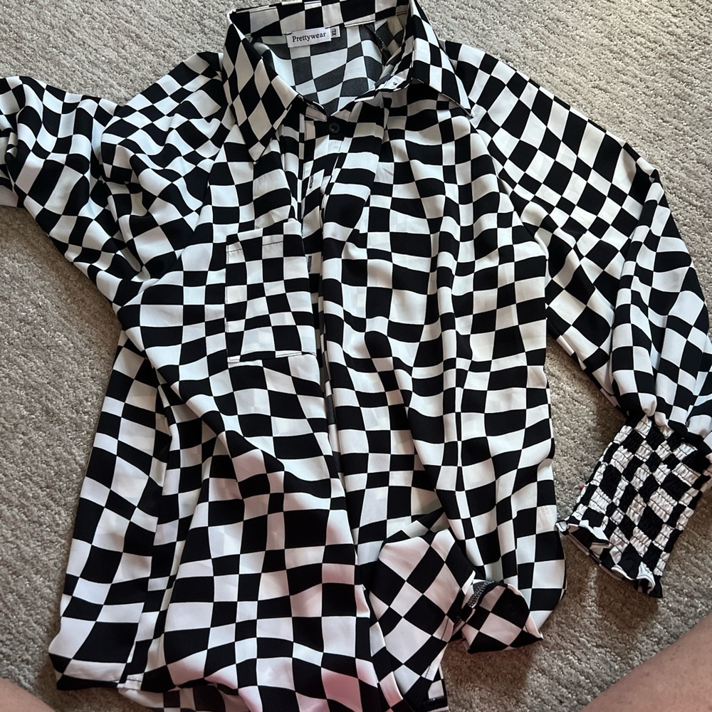 Checkered Black and White Kids Shirt